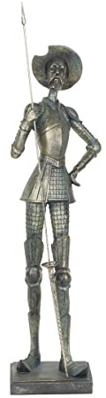 ROCKING GIFTS Don Quijote Dekorative Figur aus versilbertem Harz, Ornament Elegante Dekoration Spanien, 57 cm