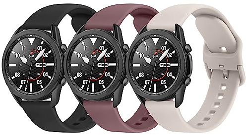 AK Straps Compatible with Samsung Galaxy Watch 3 Strap 45mm Women Men, 22mm Adjustable Soft Silicone Sport Strap Replacement Band for Galaxy Watch 3 Bands 45mm (Black/Violet Smoke/Starlight)