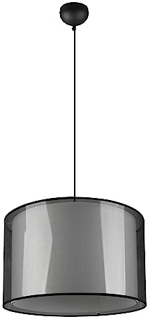Trio Leuchten Pendelleuchte Burton 311400132, Metall Schwarz matt, Schirm Stoff weiß, exkl. 1x E27