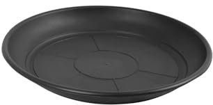 Jardin202 - Maceta Mediterranea Circular de plástico para Plantas y Flores | Drenaje incorporados | Plato - Diámetro: Desde 50 hasta 60 cm (Negro)