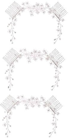 FOMIYES 3pcs Elegant Bridal Headdress Hair Comb Crystal Floral Accessory for Wedding Guest