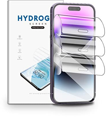 nvskvd Hydrogel Folie für iPhone 15, 3 Stück Schutzfolie Klar HD Weich TPU Displayschutzfolie Fingerabdruck-ID Unterstützen