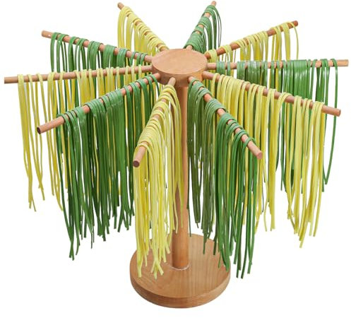 salomayes Beech Wood Pasta Drying Rack, 10-Arm Large Capacity, Detachable Fresh Spaghetti Noodle Tree Hanger, Larger Drying Area for Faster Drying Pasta, Prevents from Sticking