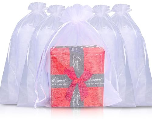 Gone Fishing 100 Stück Weiß Organzasäckchen 30x20cm Groß Organzabeutel Schmuckbeutel Organza Säckchen Bonbonsbeutel Geschenktüten Beutel für Hochzeit Weihnachten Geburtstag