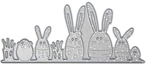 Rayher Stanzschablone, Hasenfamilie, 12,1 x 5,2 cm, Papiergestaltung, Stanzschablone Ostern, Kartengestaltung, Scrapbooking und vieles mehr, Prägeschablone Ostern, Stahl, 50290000