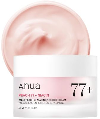 ANUA Peach Niacinamide Cream, Gesichtsfeuchtigkeitscreme für trockene Haut mit Vitamin B12, Kollagen, Ceramid, Panthenol, koreanische Hautpflege für Glashaut, 50 ml/1,69 fl.oz.