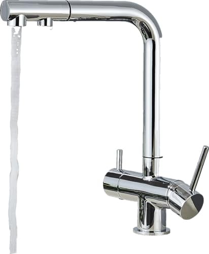 Felix | 3 Wege Premium Chrom glanz ausziehbare Armatur | Edelstahl Osmose Wasserhahn Küche |Mischbatterie - 360 Grad | Filter 3 Anschlüsse