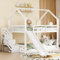 Soweiz Kinderbett mit Geländer,140x200cm Etagenbett mit Stauraumtreppe und Rutsche, Hausbett, geeignet für Kinder, Jugendliche, Weiß