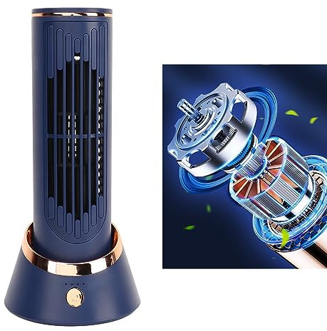 BONKZEBU Ventilador de Torre, 3 Velocidades Ajustables Mini Ventilador de Torre sin Aspas, 5V 2A Ventilador Vibrador de Sobremesa para Dormitorio, Oficina, Escritorio de Casa y más.
