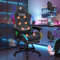 ALFORDSON Sedia da Gaming Ergonomica con Massaggi e Illuminazione RGB a 12 LED Colorati, Poltrona con Supporto Lombare e Poggiapiedi, Tessuto, Grigio Scuro