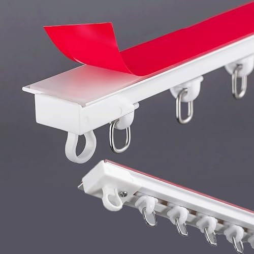 Selbstklebende Vorhangschiene vorhangschiene zum kleben vorhangschiene ohne bohren for Decke oder Wand for Vorhangschiene Etagenbett Erkerfenster Raumteiler(3.1m(10.2ft))