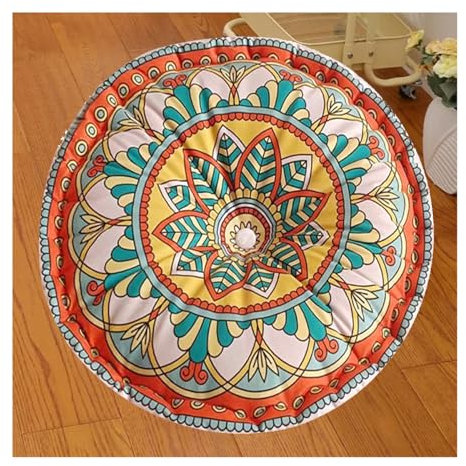 ILiemao Sitzkissen für Stuhl Garten Küchenstuhl Boden Draußen mit Griff, Outdoor 45 cm, Sitzkissen Rund, Stuhlkissen für Bank, Sitzauflage, Bodenkissen Boho, Sitzerhöhung Stuhl, Sesselauflage(R9)