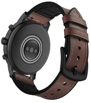 Bracelets de Montre pour Fossil Gen 6 44mm/Gen 5E 44mm/Gen 5 Carlyle/Julianna Bracelet en Cuir et Silicone Hybride avec Boucle en Acier Inoxydable Bandes de Rechange avec Fossil Gen 6 44mm Sangle (1)