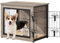Yaheetech Gabbia per Cani Kennel Tavolino Armadietto con Doppie Porte Gatti a Rete in Legno da Interno 69 × 51 × 61 cm Grigio