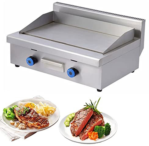ZHJOPP Double Plaque de Cuisson à gaz en Acier Inoxydable, Lisse, Commerciale, Robuste, pour Restaurant, Plaque de Cuisson à gaz, Grill pour (720)
