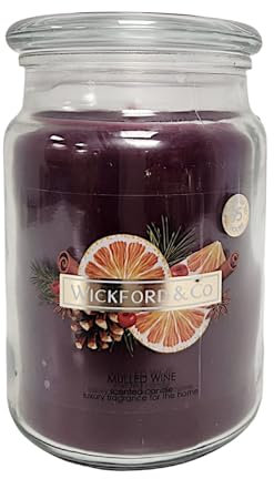 Wickford & Co Scented Candle Collection 5 Different Luxury Fragrances with 95 Hour Burn Time18 Oz Glass Jar with Lid (One Size, Mulled Wine)
