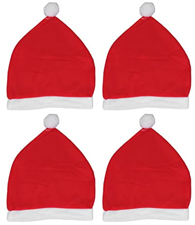 Respicefinem 4 Stück Weihnachtsmütze, Weihnachts-Auto-Dekoration, Mütze, Weihnachtsmütze, Weihnachts-Autositz-Kopfstützenbezug, Weihnachts-Autodekoration, Festival-Zubehör