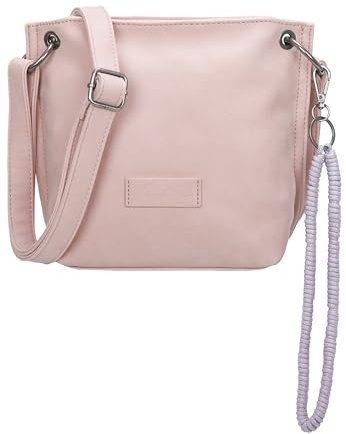 Fritzi03N Vintage Crossbody Kunstleder Damen Umhängetasche Handtasche Festival City vegan Vintage-Waschung 22,5 x 20,5 x 8,5 cm, Schwarz – Rosa – Braun – Gruen – Grau – Pink – Blau