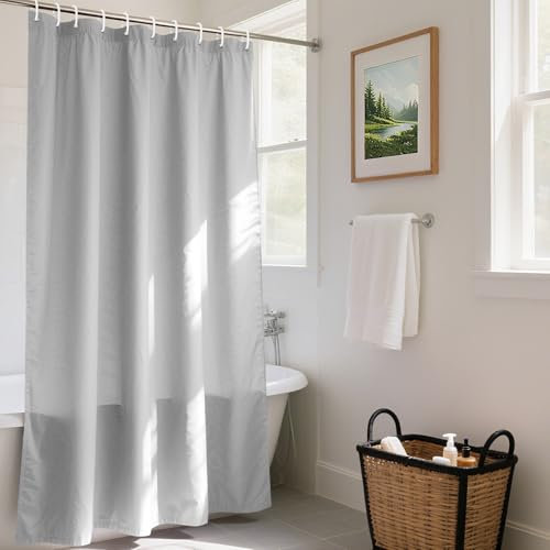 REDKEY Tenda da doccia 240 x 200 cm, con peso inferiore, antimuffa, lavabile, ad asciugatura rapida, impermeabile, in PVC, antibatterica, con 16 ganci per bagno doccia, grigio