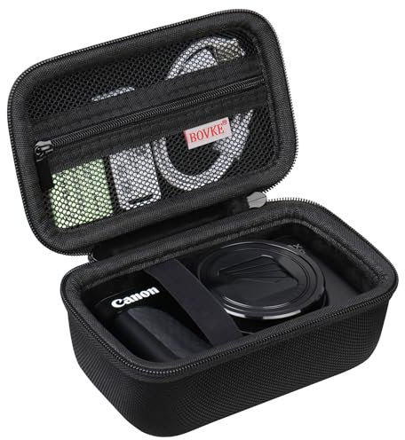 BOVKE Hard Shell Digital Camera Case for Canon PowerShot SX740 / SX730 Digital Camera, Compact 4K Vlogging Small Cameras Travel Carrying Storage Bag, Black