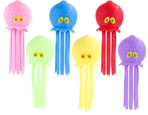 6pcs Octopus Water Balls, Funny Octopus Floating Pool Toys Novelty Squeeze Water Bomb Splash Balls Summer Swimming Pool Bath Toy for Kids (6 Colors)