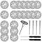 20 Pieces 22 mm Diamond Cutting Wheel for Dremel Rotary Tool with 4 pcs 3 mm Mandrel and 2 pcs Cross Screwdriver for Stone Glass Gem Jade Marble Ceramic Cutting