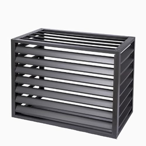 GUQASDV Klimaanlage Abdeckung Außengerät, Lamellenzaun Befestigung, Outdoor Sonnenschutz Abdeckung, Schallschutzhaube Wärmepumpe Schutzgitter Aluminiumlegierung(Gray,120X150X70CM_Blinds TOP)