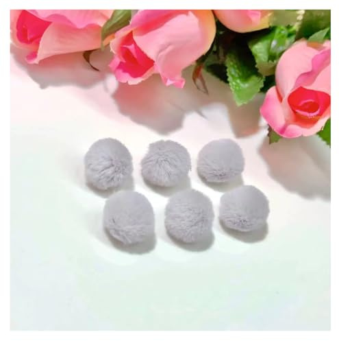 Pmnzdy Mini Kunstfell Pompon Bommel mit Anhängen 20 Stück 16mm Klein Pom Poms Ball Pelzbommel Flauschige Fellbommel zum Basteln Bommel für Schuhe Tasche Ohrringe Haarschmuck grau