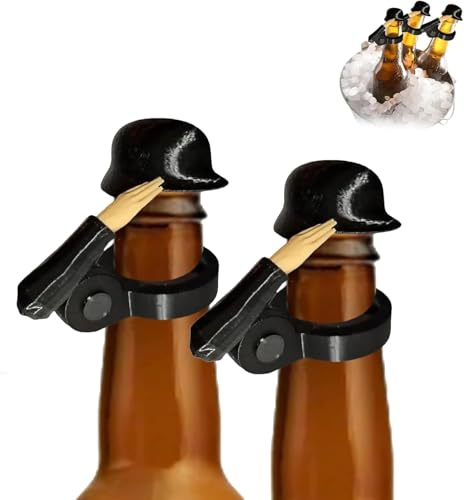 SOCLING Bierhelm Dekoration, Schwarz oder Grün, 3D-Druck, 1 Stück, Bierflaschen Helm, Soldat Salut, Multifunktional