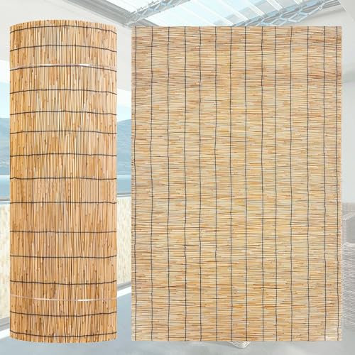 Rotoli di recinzione in canne naturali (marrone) in bambù ecologico, per giardino, parete, recinzione, balcone, privacy, per esterni, patio, cortile (168 x 200 cm)
