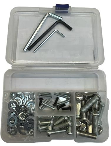 VITFER Kit Viti Staffa TV 88 pezzi – UNI 7380 M4 M6 M8 con Rondelle e Chiavini Esagonali – Compatibile VESA da 19” a 85” – Scatola Organizer – Acciaio Zincato – VITFER