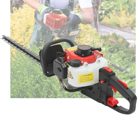 Tagliasiepi a benzina, 56 cm, taglio 0,9 CV, motore a 2 tempi, con frizione e assorbimento delle vibrazioni, manico girevole a 180°, serbatoio da 0,6 l (fino a 10 mm di spessore) per giardini/parchi
