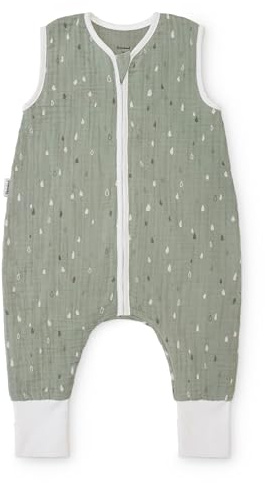 Ehrenkind® Baby Sommerschlafsack mit Füßen Musselin 0.5 TOG | aus weicher OEKO-TEX zertifizierter Bio-Baumwolle | Sommer Baby Schlafsack 0.5 TOG Gr. 100 Farbe Jade Tropfen