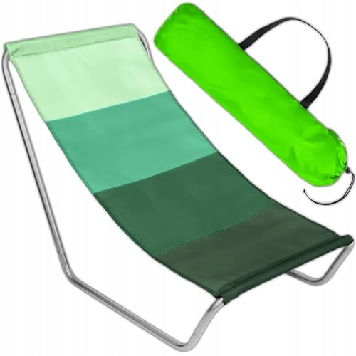 KRUMAD Strandliege Klappbar Leicht, Strandstuhl mit Tragetasche, Sonnenliege Leicht Faltbar, Campingstuhl Gartenstuhl Klappbar, Tragbar, Wetterfest, für Terrasse, Strand, Camping, Grüntöne