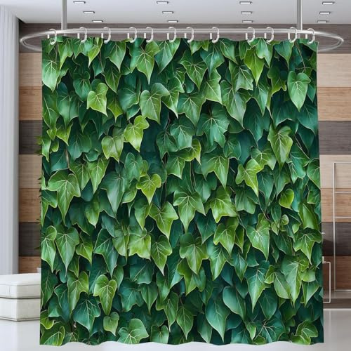 Duschvorhang 180x180 Anti-Schimmel Efeu Duschvorhänge Wasserdicht Waschbar Polyester Textil Badevorhang Grün 3D Shower Curtain A/1180