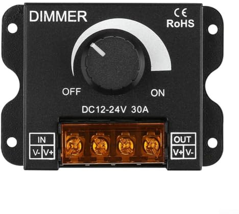 Besttoolifes Regolatore interruttore dimmer LED, regolatore di luminosità a canale singolo 12V/24V 30A per strisce di luce morbida e dura