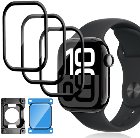 Yenwen Schutzfolie für Apple Watch Series 11 46mm, 3 Stück Blasenfreie Displayschutz mit Montagerahmen, Anti-Kratzer Premium Qualität Displayschutzfolie, Klar HD Weich TPU Folie