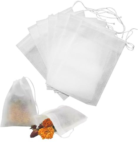 Reusable Drawstring Tea Filter Bags Empty Infuser Pouches 7x9 cm 100 PCS | Eco-friendly washable meshes; secure pull-cord closure; versatile brewing for loose coffee seasoning spices
