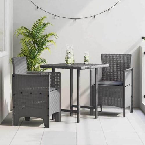 Runheo Gartenstuhl 2er Set Hellgrau, 53x49x85 cm Polypropylen UV-beständig, bequemer Terrassenstuhl für Balkon und Garten, pflegeleicht