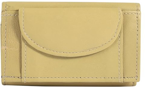 Excellanc Geldbörse für Unisex aus Leder in Gelb, Geldbeutel mit Druckknopf in 9,5 x 6 x 2,5 cm