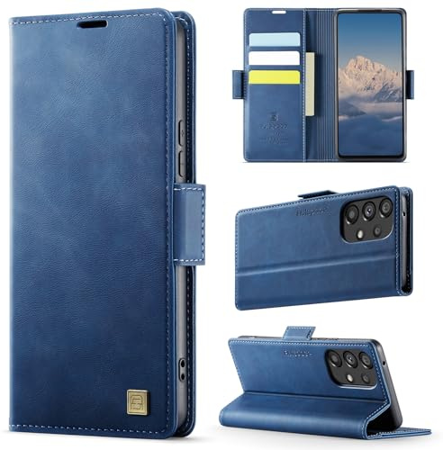 Teeirllim Hülle für Samsung Galaxy A53 5G Handyhülle, RFID-Blockierung, Premium PU Leder, Kartenfach Klappbar Tasche Flip Case, Klapphülle Schutzhülle für Samsung Galaxy A53 5G, Blau
