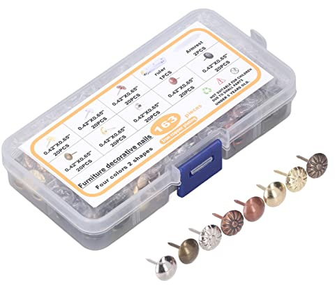 Generic Polsternägel-Set mit Antiken Dekorativen Nägeln Zum Bemalen von Möbeln mit Klauenhammer für Holzarbeiten, Sofas, Betten – Rostfreier Kohlenstoffstahl, 163-teilig