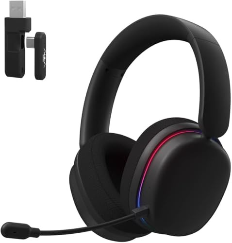 TZMRIT×AULA G7 Pro Wireless Gaming Headset with 7.1 Surround Sound, 40mm Driver, BT5.3 Gaming Headphones with Mic, RGB, 10ms Latency, 65H Battery, PC Gaming Headset for PS5,PS4, Switch,Xbox,PC,Phone