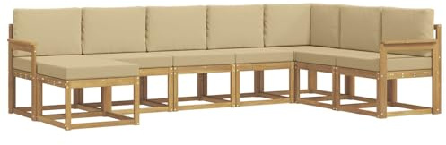 vidaXL Outdoor-Sofagarnitur mit Kissen 8 pcs Weiß und Beige, Moderner Garten Sofa, wetterfeste Eckcouch, Möbel zum Entspannen auf Terrasse, Patio Lounge und Komfortset