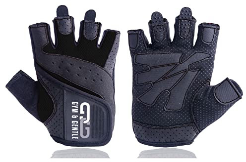 Gym & Gentle Fitness Handschuhe Damen/Herren - Trainingshandschuhe/Handgelenkstütze -Krafttraining/Bodybuilding/Crossfit (Schwarz, L)
