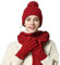 SHADDOCK Mütze Schal Handschuh-Sets für Damen Stricken Mütze Hut Gestrickte Langer Schal Touchscreen-Handschuhe Unisex 3 in 1 Winter Kombi Geschenkset (Hellrot)
