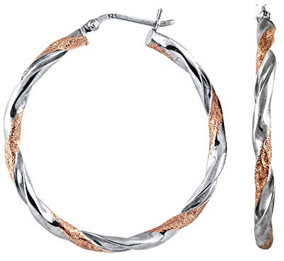 Charmsy Silver Damen zweifarbig Leichtgewichtler Italian Design Band-Ohrring 30