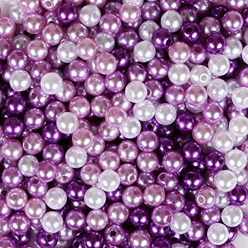 Naler 500 Stück Glasperlen Flieder Runde Mehrfabige Perlen zum Auffädeln Kunstperle für Schmuck Balsten, Ø 6 mm