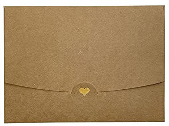 10 Briefumschläge DIN A6 Natur mit goldenem Herz veredelt Ohne Fenster 15,4 cm x 11 cm Kraftpapier