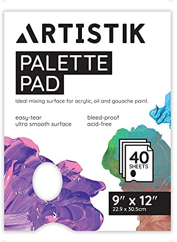 Tear-Off Palette (40 Sheets) Painting Palette Pad - Disposable Coated White Bleed-Proof Palette Sheets for Mixing Acrylic Watercolour Oil and Gouache Paint Colours, 9x12/21x29cm
